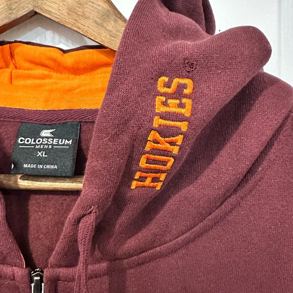 Virginia Tech Hokies Men’s Colosseum Full Zip embroidered Hoodie XL - NWOT - Picture 7 of 10